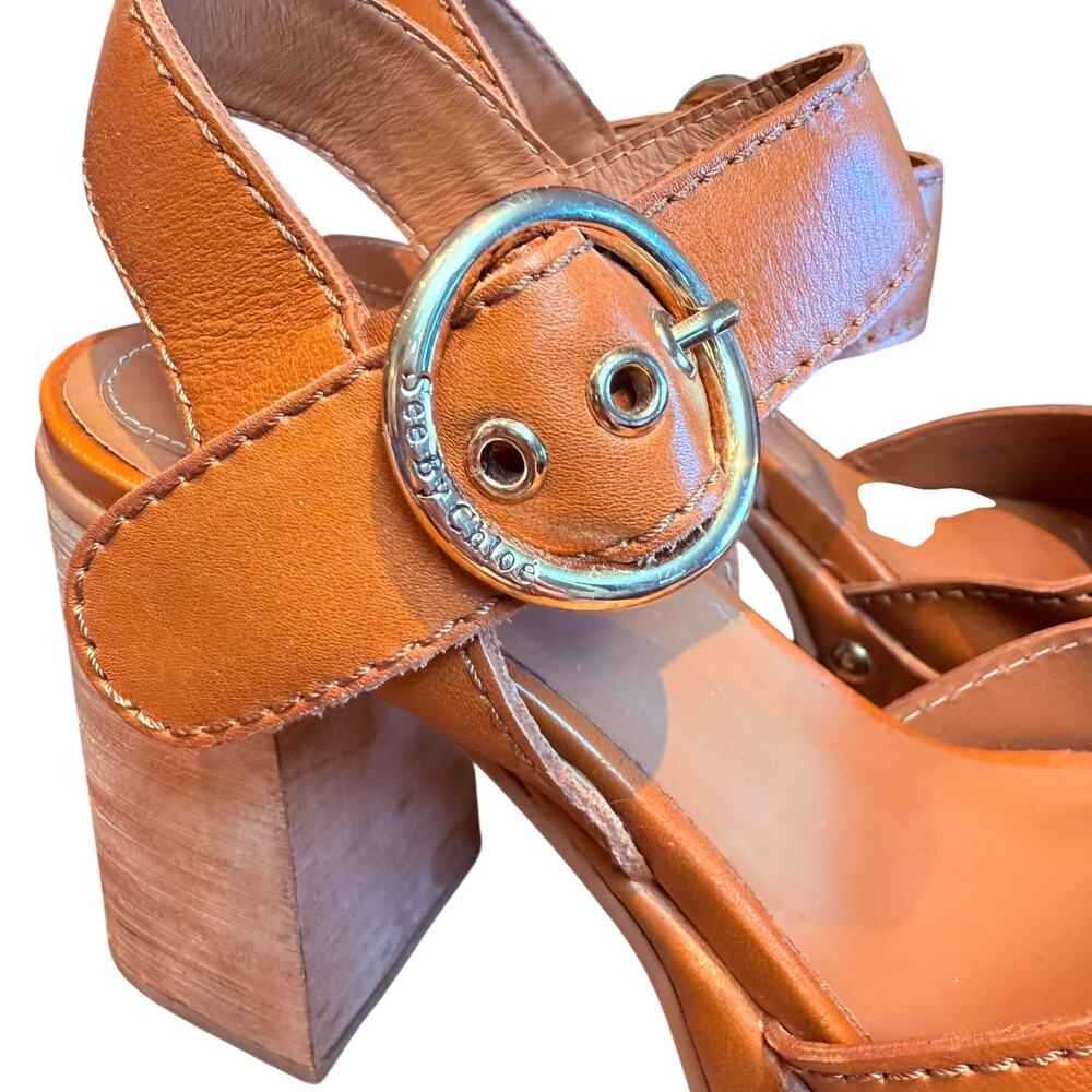 See by Chloe Vivian Espadrille Heel Sandal Shoe 39 Rubber Outsole Ankle Strap - Picture 8 of 15